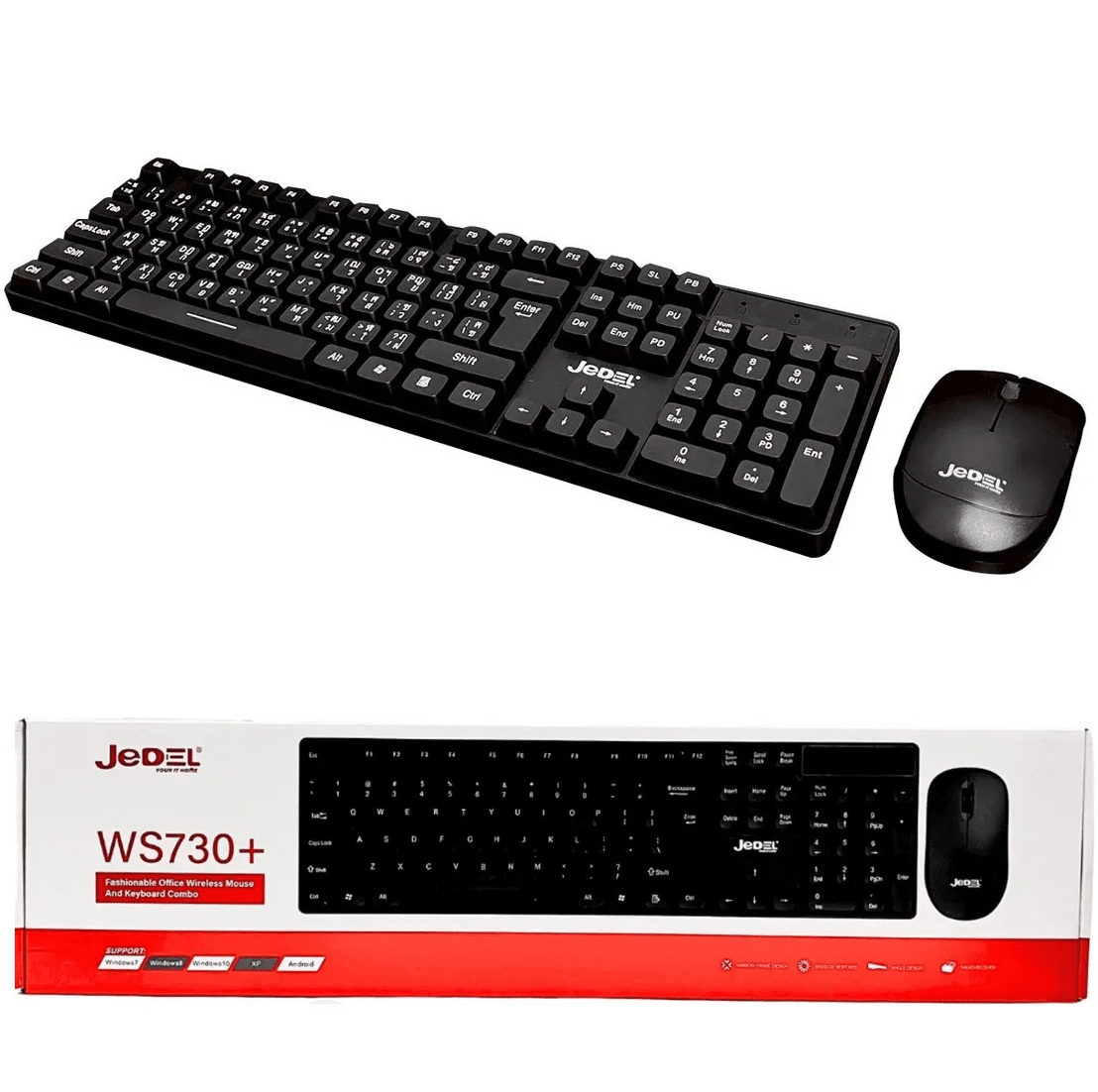 combo inalambrico mouse y teclado jedel ws730+